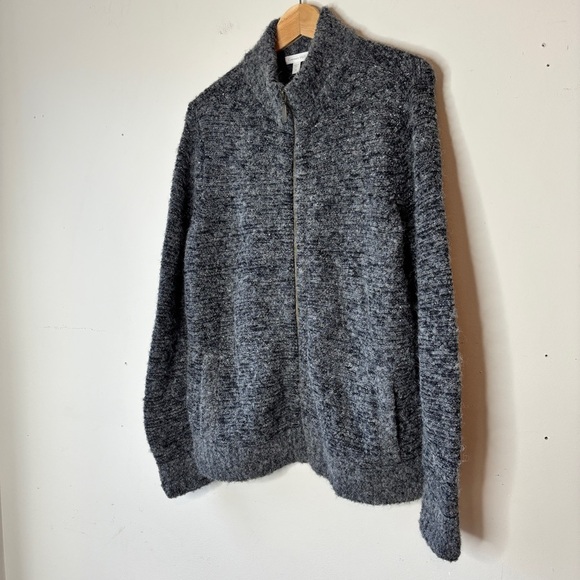 Garnet Hill Dark Gray Shimmering Alpaca Blend Full Zip Sweater Jacket Size‎ M - Picture 12 of 13